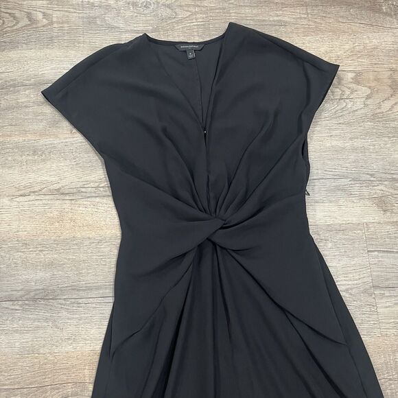 Banana Republic Women’s Black Front Twist V-Neck Sheath Dress Sz 6 - Picture 5 of 8